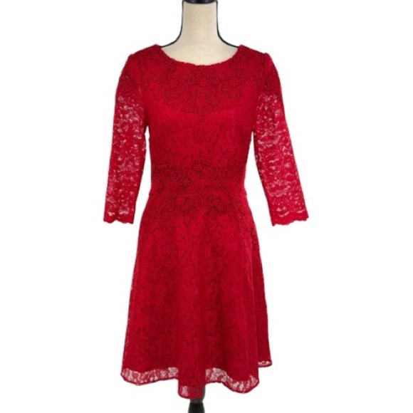 Antonio Melani Red Lace Fit & Flare Dress – Size 4 - Picture 14 of 14
